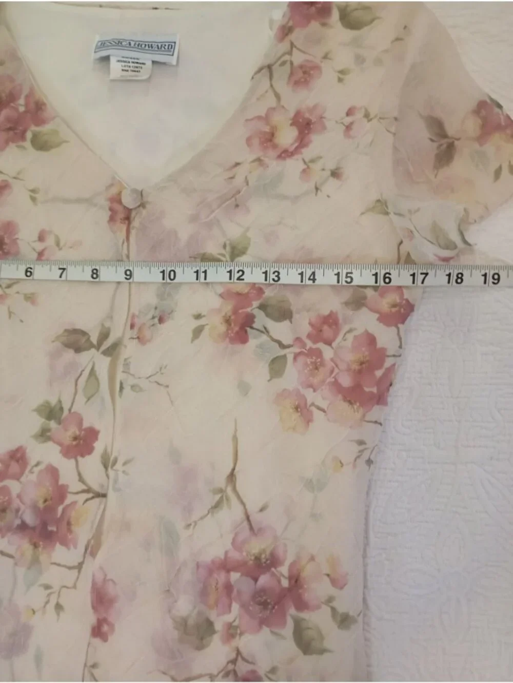 Jessica Howard Floral Print Dress Short Sleeve Size 10 Beige Pink Maxi